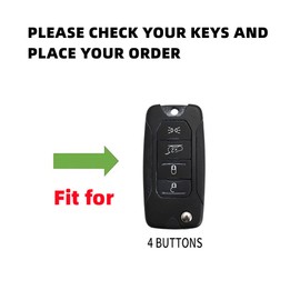 OTMIK Zinc Alloy Car Key Cover Cases fit for Jeep Renegade Folding Keychain Accessories with Fluorescent Buttons (4 Buttons Silver)