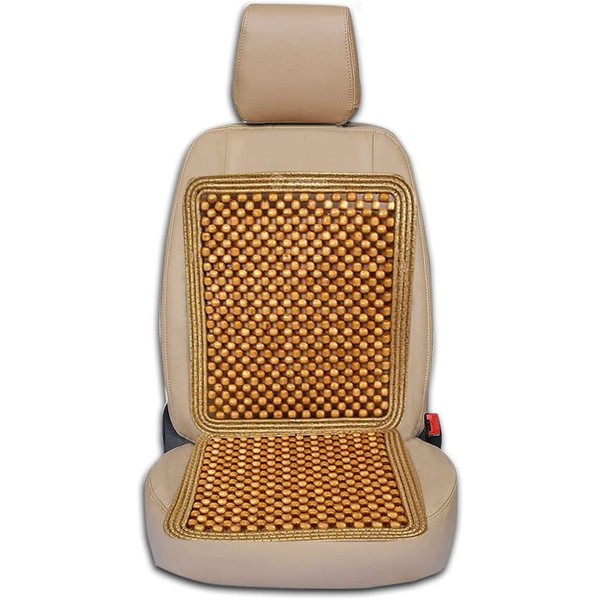 Zone Tech Wooden Beaded Car Driver Seat Cushion - Natural Double Strung Massaging Universal Comfortable Car Seat Cover Cushion with High Ventilation