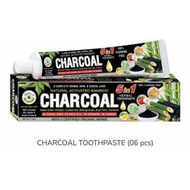 Al-Riyan Organic Bamboo CHARCOAL Herbal Toothpaste By Al-Riyan 5 in 1, 100% Fluoride Free