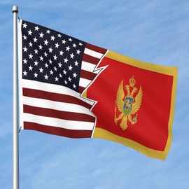 Double-Sided Torn Style American And Montenegro Flags Flag 5x8 Ft Durable Outdoor Banner 100% Polyester Home Patio Decor Flags