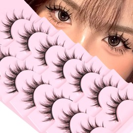 EYDEVRO Pestañas Manga Aspecto Natural Pestañas Postizas Pestañas Anime Pestañas Visón Wispy Fluffy Spiky Volumen 3D Paquete Coreano Japonés Asiático 
