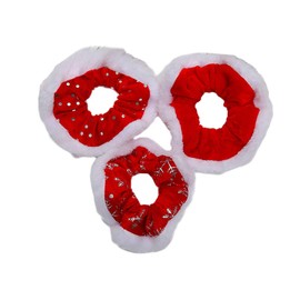 Christmas Hair Scrunchies Tie Women Hair Ring Scrunchies Girls Hair Ropes Tie JHC60 (3 Pcs-Red White)