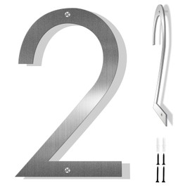 ziyue 12 Inches House Numbers for Outside Modern House Address Numbers Metal Floating Home Address Sign for Outdoor from 0-9(Silver 2)