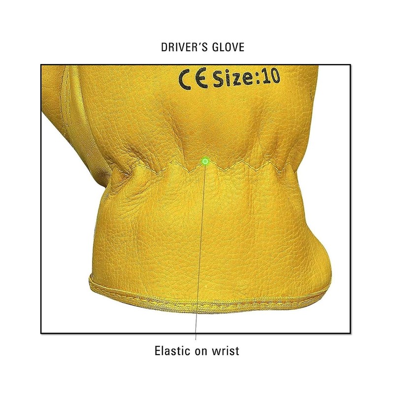SupremeTTF 5 Pairs Yellow Leather Gloves HGV Drivers Hand Safety
