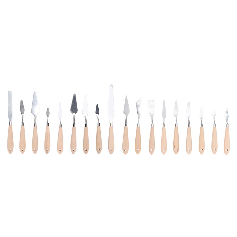 18Pcs Artist Palette Knife Oil Painting Gouache Scraper Wooden Handle
