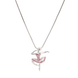 Spinningdaisy Tiny Jewel Crystal Ballerina Tiny Dancer Necklace (Pink)