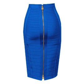 HLBandage - Falda elástica de cintura alta para mujer, Azul, XS