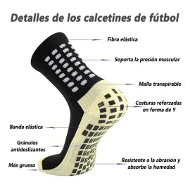 8 Calceta Antideslizantes Fútbol Y Manga Media Y Espinillera Negro L