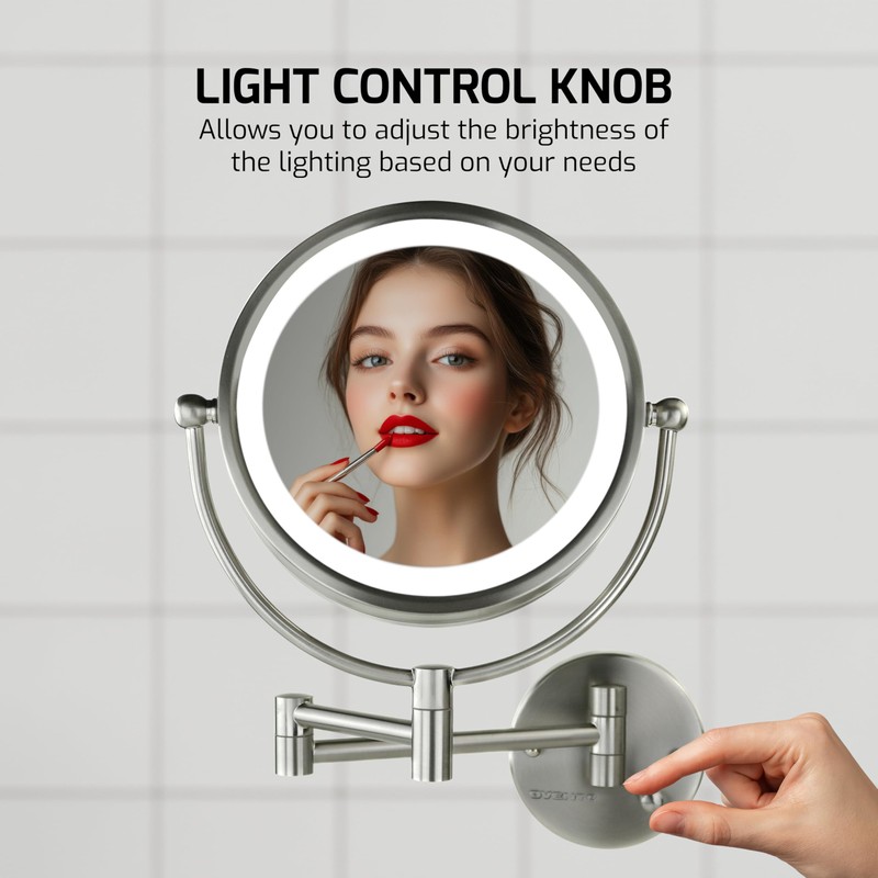 OVENTE Wall Mounted Lighted Makeup Vanity Mirror, 9" Hard Wired