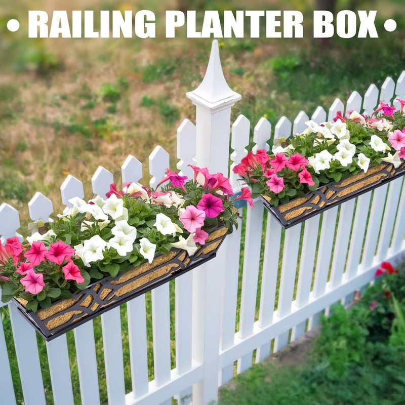 cheehigo Railing Planter Box, Window Planter Boxes Outdoor 2 Pack