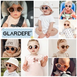 GLARDEFE Polarized Baby Sunglasses with Strap - Unbreakable Infant Sunglasses for Newborn Toddler Boys Girls Age 0-12 Months(Matte White/Purple Mirror + Matte Pink/Pink Mirror)