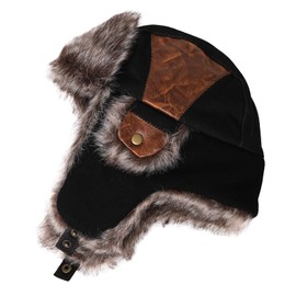 Comhats Unisex Winter Hats for Men Womens Faux Fur Earflap Hunting Shooting Hat Warm Ushanka Russian Trooper Trapper Outdoor Ski Fashion Black 60-62CM