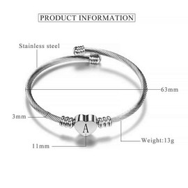 OutstandLong Initial L Letter Cuff Bracelet for Women Silver Alphabet Heart Expandable Charm Bracelets