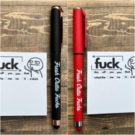 Fresh Outta Fucks Pad and Pen, Snarky Novelty Office Supplies, Funny Sticky Notes and Pen Set,Novelty Pen Desk Accessory Gifts for Friends Co-Workers (4Pad with 2Pen -A)