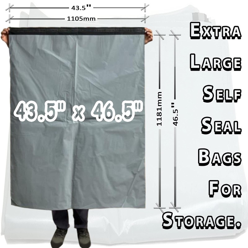 5 Extra Large Grey Mailing Bags Polythene Self Seal 43.5"