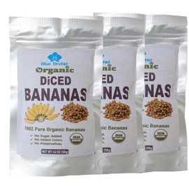 100% USDA Certified - Organic Sun Dried Bananas Diced Fruit Pieces - Healthy Thai Natural Fruit Snacks - Soft and Chewy - No Sugar Added - No Preservatives - Unsulfured (12.6 OZ)