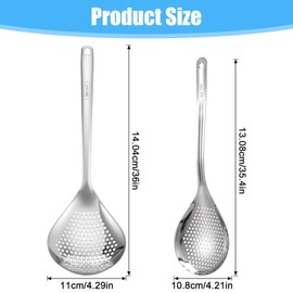 Sibba 4 PCS Skimmer Slotted Spoon Stainless Steel Skimmer Ladle Pasta Strainer Spoon Drain Water Filter Spoons Kitchen Utensils Large Metal Fryer Scoops Cooking Colander for Draining Frying(13",15.6")