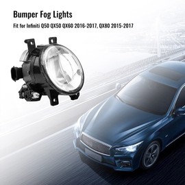 TADYAO Bumper Fog Lights Fit for Infiniti Q50 QX50 QX60 QX80 2015 2016 2017, 1 Pair Driver Passenger Side Front Bumper Fog Lights Assembly Replace IN2592108