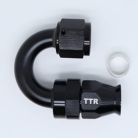 AN-6 6AN AN6 180 Degree PTFE Reusable Swivel Fitting Hose End Grade A Black 80-180-06BK
