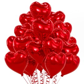 20PCS Heart Shape Balloons, Valentines Balloons 18inch Foil Balloons for Helium Valentine Decorations for Valentines Day, Wedding, Anniversary Decoration (Red)