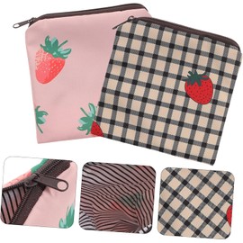 HEALLILY 10 Piezas Bolsa De Almacenamiento De Toallas Higiénicas Bolsa De Almacenamiento De Toallas Sanitarias Caja De Toallas Sanitarias Poliéster Dibujos Animados Lápiz Labial Alumno