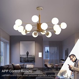 DQST Interruptor Apagador Inteligente WiFi, SE REQUIERE CABLE NEUTRO, Smart Switch con Tecla Táctil Sensibilidad, Control Remoto 2.4G WiFi, Compatible con Alexa/Google Home/IFTTT (3 Gang)
