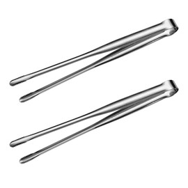 YARNOW 2pcs 12 Inches Stainless Steel Grill Tongs Korean Japanese BBQ Tongs Kitchen Tongs for BBQ Baking Cooking Serving Tongs Silver