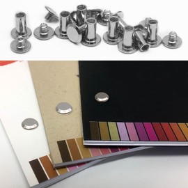 Uenhoy 30 Set Phillips Head Chicago Screws M5 x 25mm Binding Screw Posts 1 Inch Leather Nail Rivets Chicago Button for DIY Craft Leather Belt Bookbinding, Silver