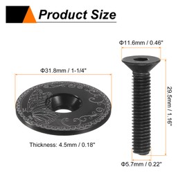 sourcing map 1 1/4" OD Bicycle Headset Stem Top Cap Aluminum Alloy Cycling Headset Cover Stem with M6 Bolt for Road Bike, Black