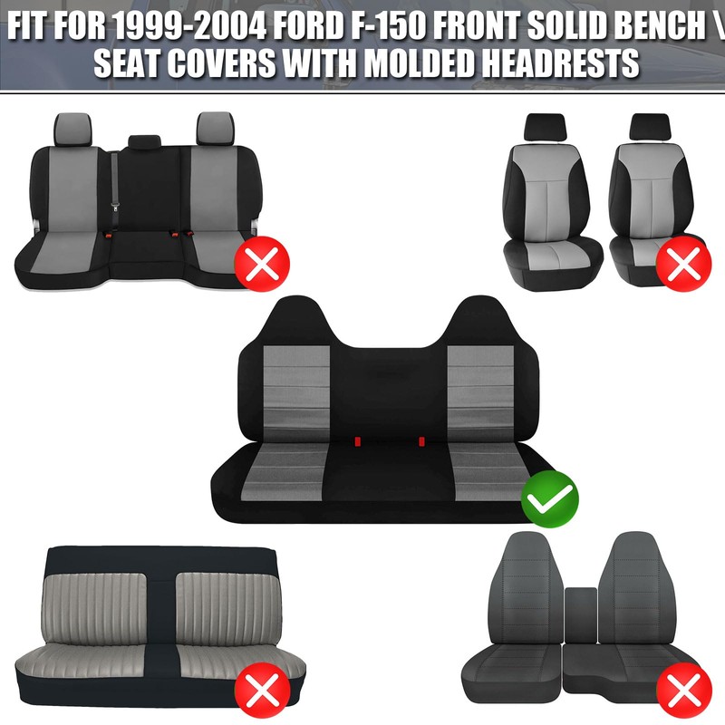SAPUBK Custom-Fit Front Bench Seat Cover with Molded Headrests Replace