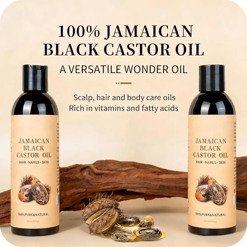 Aceite De Ricino Negro Jamaicano 100% Puro: Cuidado Del Cabe