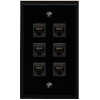RiteAV 6 Port Cat6 Ethernet RJ45 Female-Female Wall Plate Flat Black