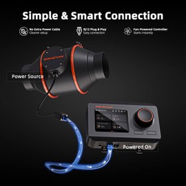 Spider Farmer 4 Inch Smart Inline Duct Fan with GGS Temperature Humidity Controller, WiFi Integrated App Control, 205 CFM Ventilation Exhaust Fan for Heating Cooling Booster, Grow Tents, Hydroponics