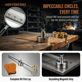 Plasma Circle Cutter with Magnetic Base & Leather Gloves, 10-500mm Radius Circle Cutting Guide for P80 Plasma Torch, Metal Fabrication Tool