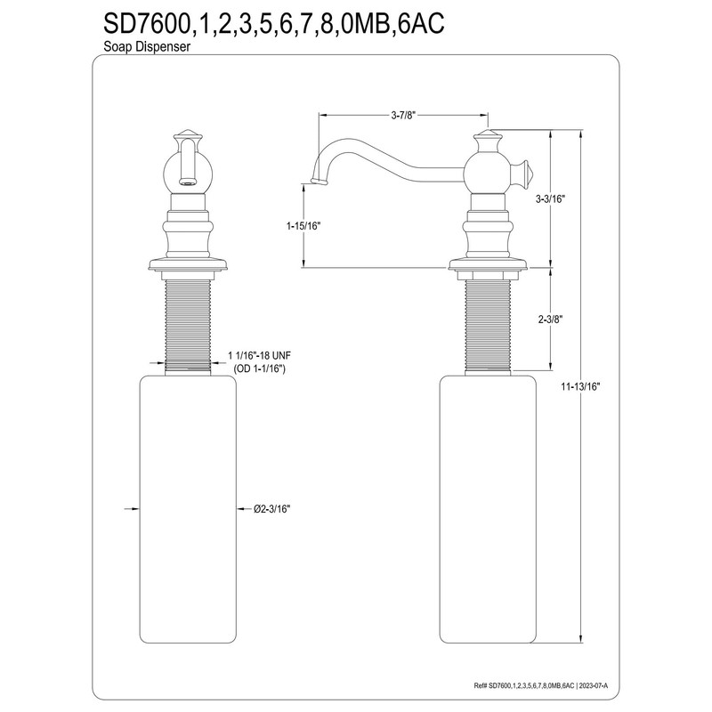 KINGSTON BRASS SD7601 Vintage Soap Dispenser, 10-1/4", Polished Chrome