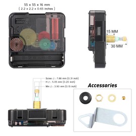 Jadive 2 Pcs High Torque Long Shaft Clock Movement Mechanism with Wooden Clock Hands for DIY Repair Parts Replacement(Fit for 16'' Clock, 30 mm Shaft)