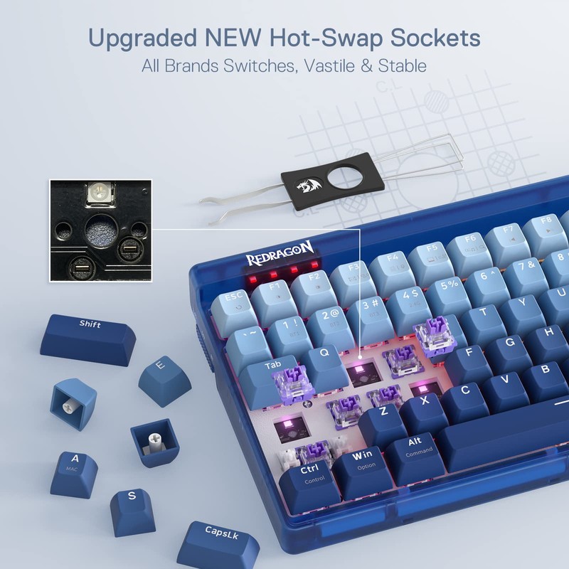 Redragon K656 PRO 3-Mode Wireless RGB Gaming Keyboard, 100 Keys