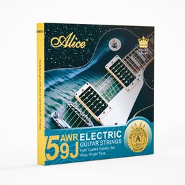 Alice Guitar Strings, Coated Electric Guitar Strings - Gold Polished for Smooth Feel and Warm, Bright Tone, Ball End with String Label - Easy to Install (Regular Light, 10-46)