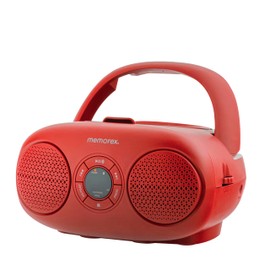Memorex AM/FM Top Loading CD Player | Portable Stereo with Programmable Memory | Auxiliary Input and LED Display (Red)