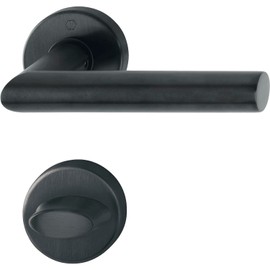 HOPPE Amsterdam 12033224 Handle Set on Rosette Toilet Stainless Steel Matte Black