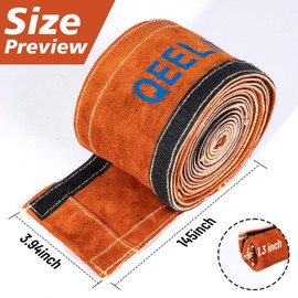 QeeLink TIG Welding Torch Cable Cover Flame Resistant Leather Brown Cover 12 & 25 Feet (12 Feet, 3.7 Meter)