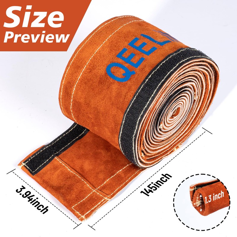 QeeLink TIG Welding Torch Cable Cover Flame Resistant Leather Brown