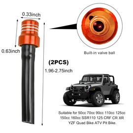 Wevdn 2 PCS Breather Hose Gas Fuel Tank Cap, CNC Tube One Way Air Vent Hose with Aluminum Breather Valve, Tank Valve for ATV CRF YZF RMZ KLX Pit Dirt Bike, Motorcycle Accessories (Orange)