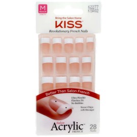 6 Pack KISS Salon Acrylic French False Nails, Medium, 28 Ct, Sugar Rush