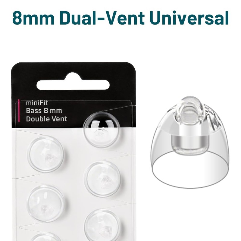 for Oticon Hearing Aid Domes, Double Vent Bass 8MM, 2