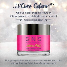 SNS Nail Dip Powder, Gelous Color Dipping Powder - Beach Hair (Pink / Magenta, Cream) - Long-Lasting Nail Color - Low-Odor & No UV Lamp Required - 1oz