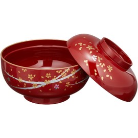 Mitani M17043-6 Yamanaka Lacquerware Soup Bowl, Vermilion, 5.2 inches (13.3 cm), Yamanaka Lacquerware, Haruka Four Seasons, Zoboi Bowl