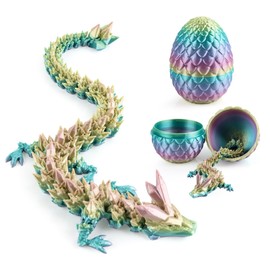 Jemmytu 3D Printed Dragon Egg, Mysterious Crystal Dragon Egg, Fidget Toy, Surprise Easter Eggs, Mythical Dragon Eggs (Rainbow)