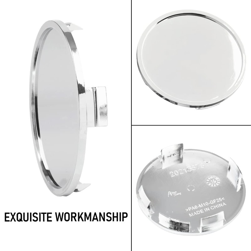RTrhinotuning 4PCS 3.03 in Wheel Center Caps Chrome Rim Caps