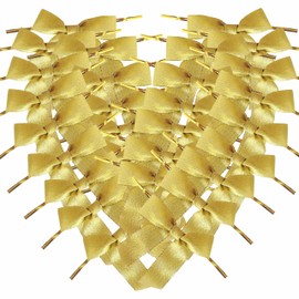 Micomon 30pcs 3-1/2" Metallic Gold Satin Ribbon Bows with Twist Ties for Gift Wrapping Packing Christmas Decoration (Metallic Gold)